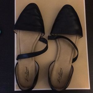 Lucky Brand black leather flats with strap detail